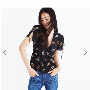 Madewell Silk Belle Top in Peacock Feathers. Sz 2.